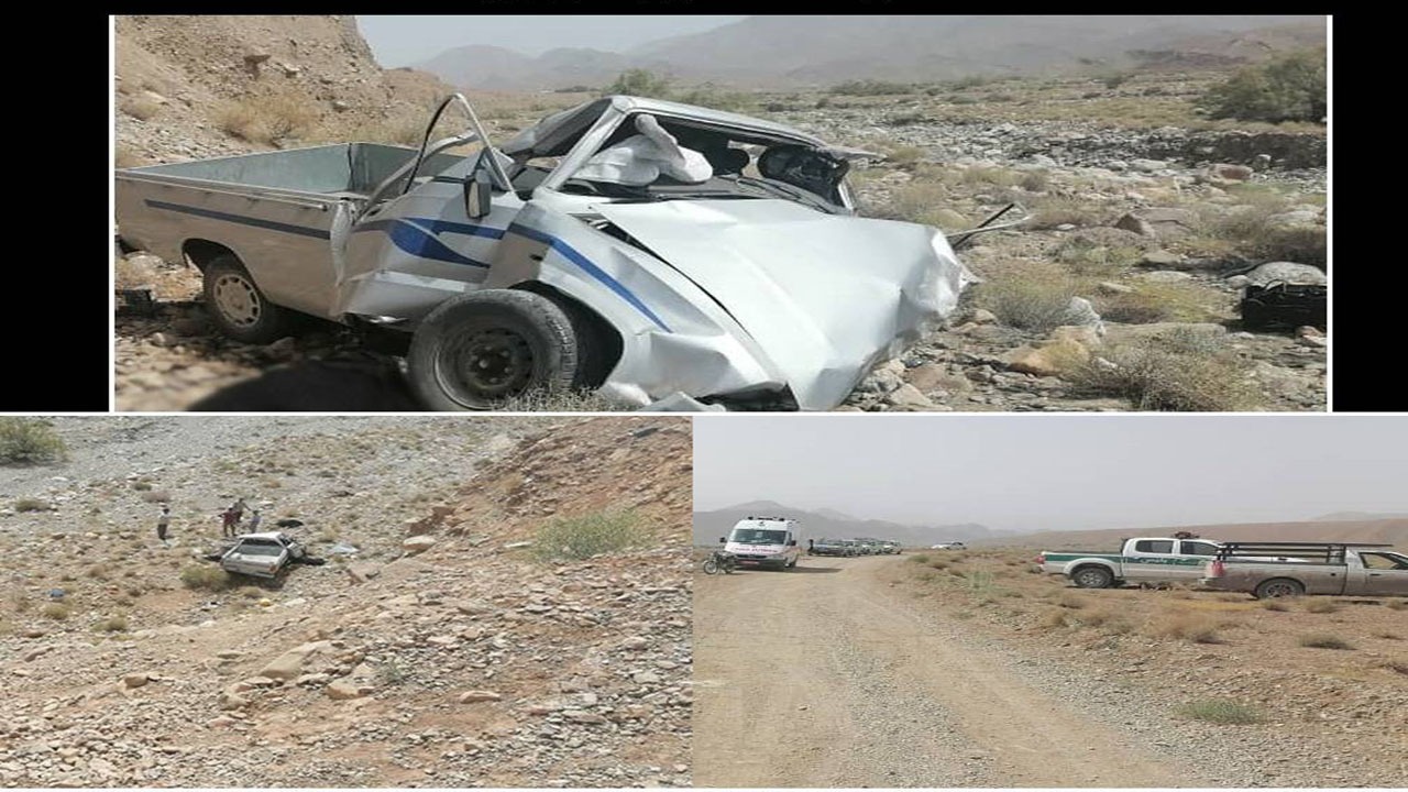 سقوط مرگبار وانت مزدا در دره با ۶ کشته در زرند