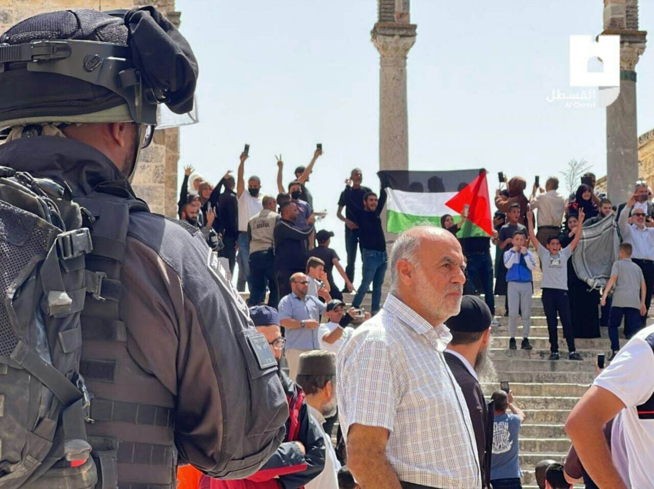 پرچم فلسطین در مسجدالاقصی مسجدالاقصی