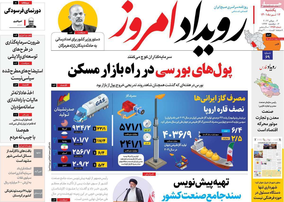صفحه نخست روزنامه&zwnj;های اصفهان - یکشنبه ۱۲ تیر