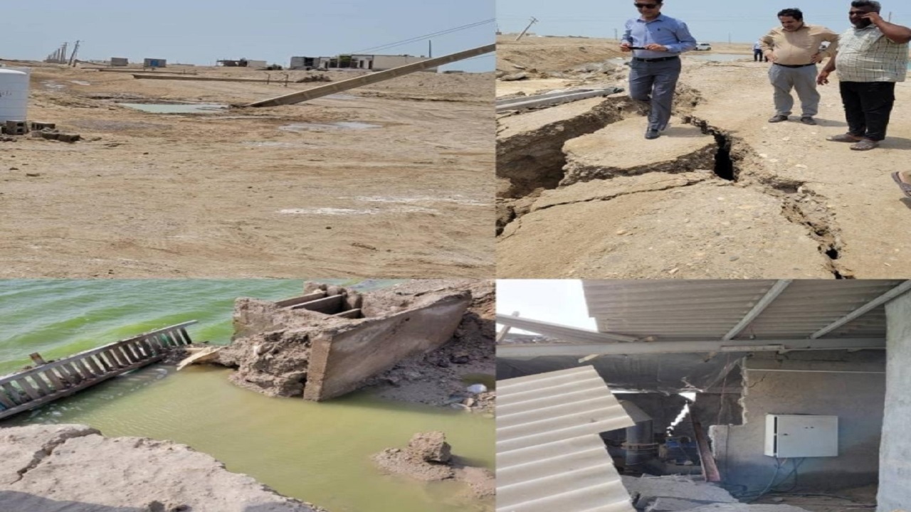 خسارت شدید زلزله به مزارع پرورش میگوی روستای سایه خوش + فیلم