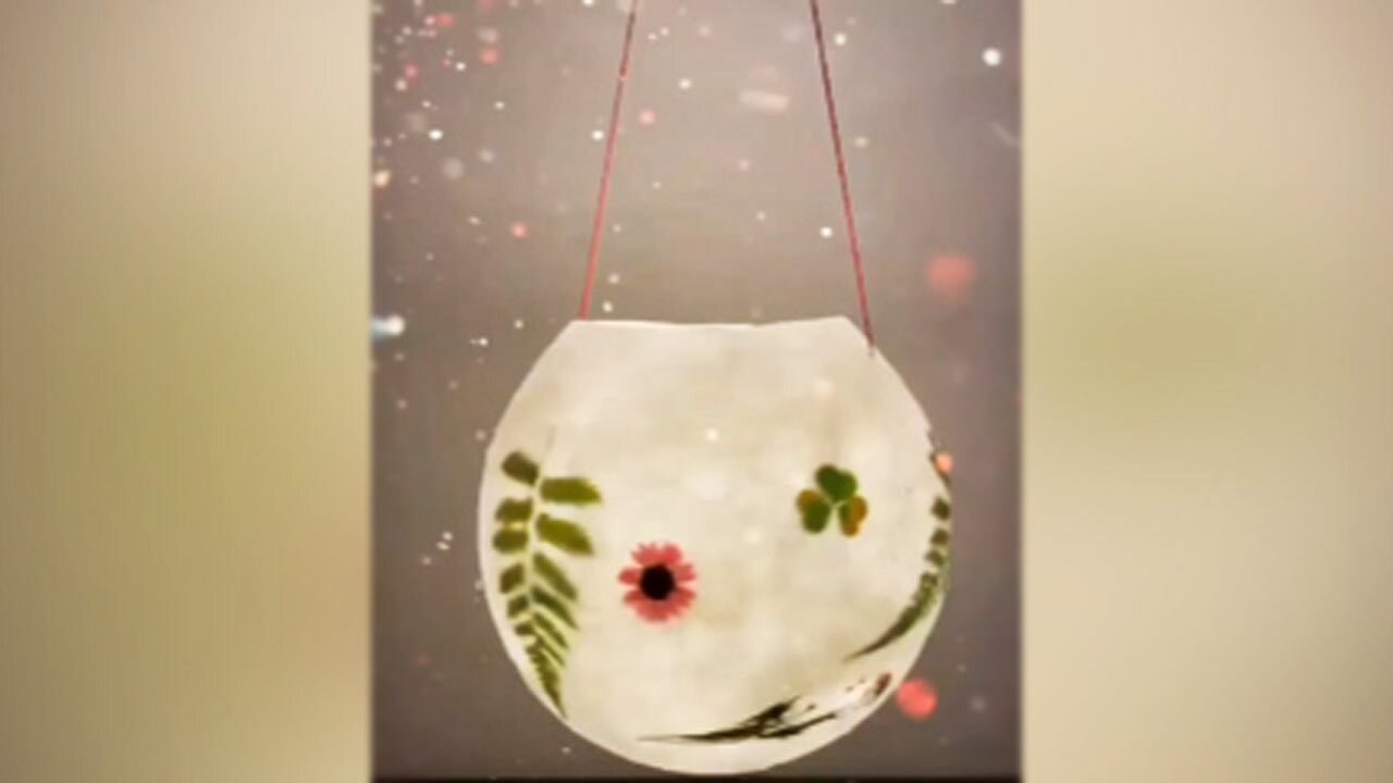 ساخت لوستر زیبا با گیاهان طبیعی و دستمال کاغذی! + فیلم