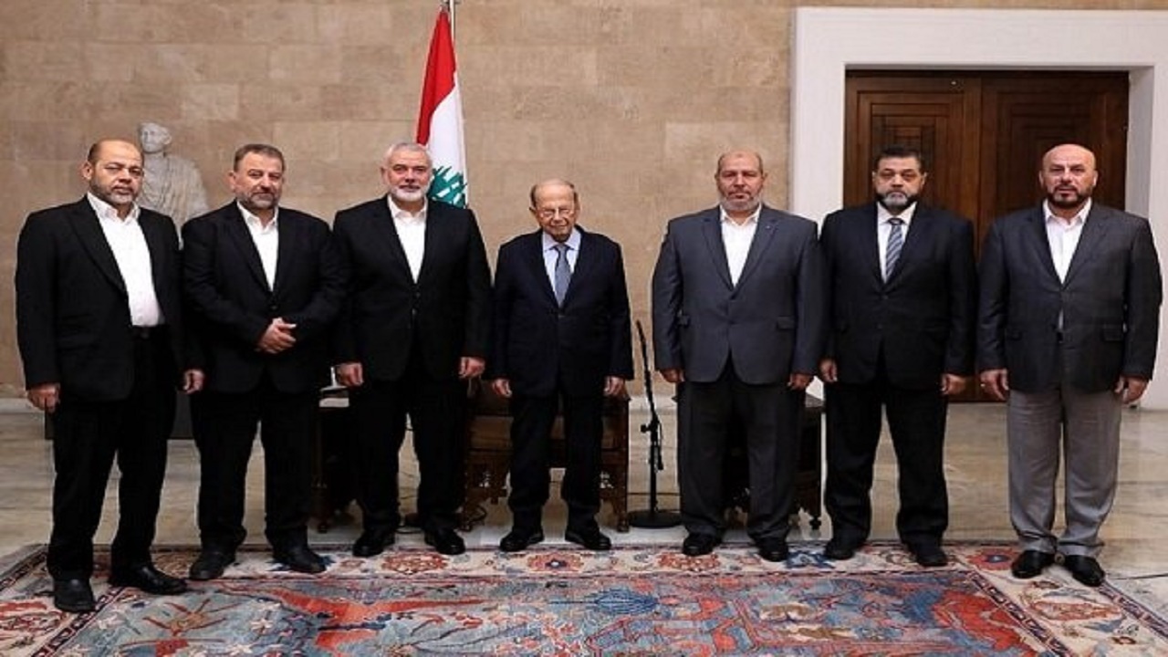 دیدار رئیس دفتر سیاسی جنبش حماس با رئیس جمهور لبنان