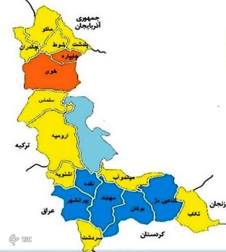 نارنجی به نقشه کرونایی آذربایجان‌غربی بازگشت