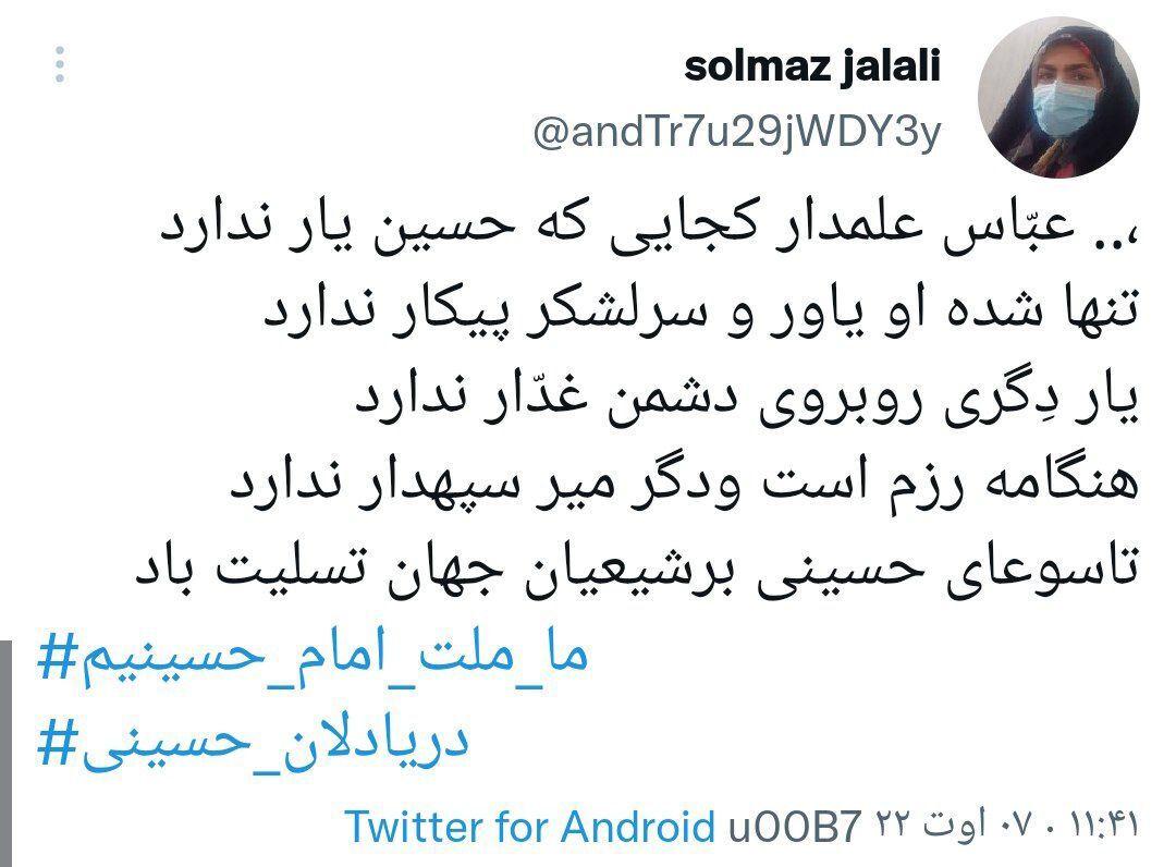 سوگواری مجازی کاربران برای علمدار کربلا