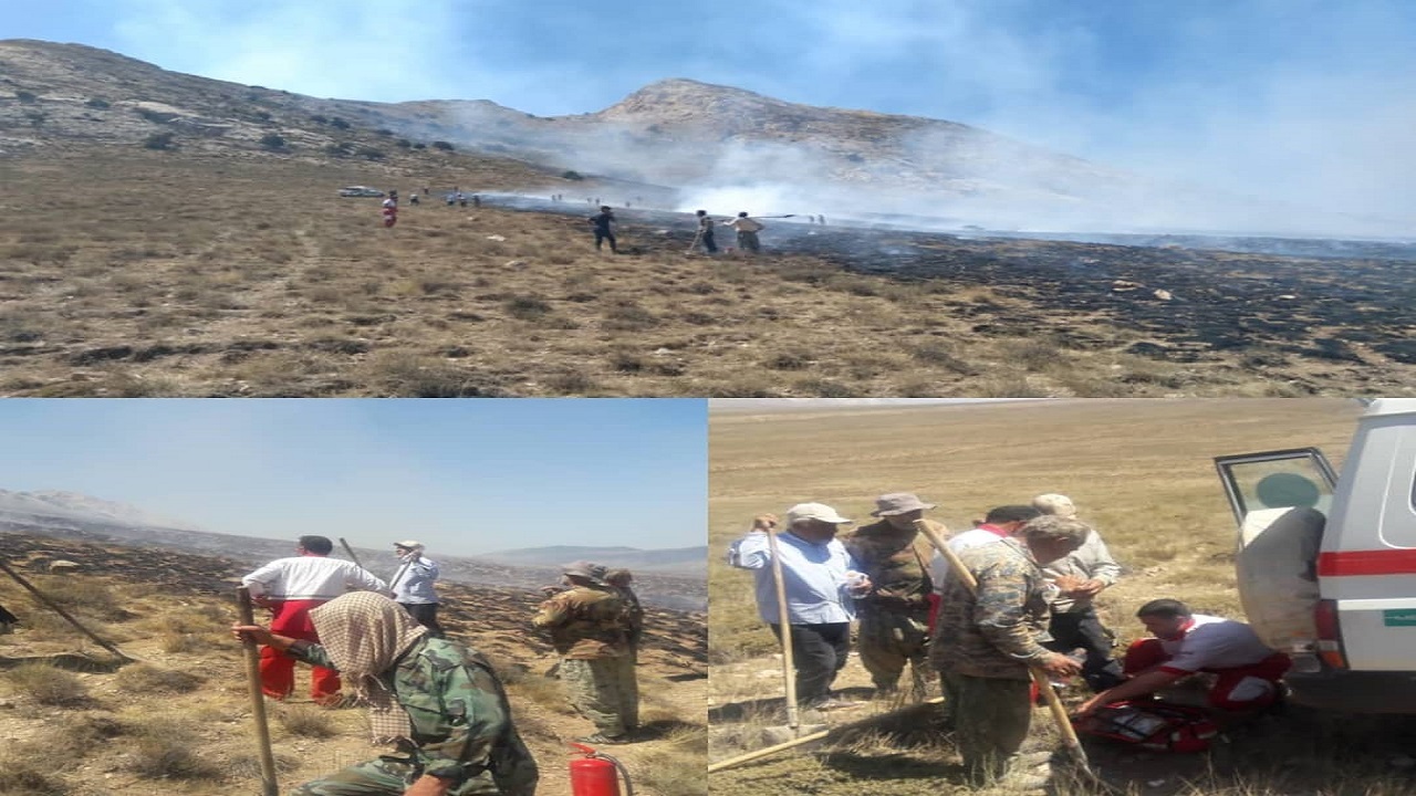 ادامه تلاش‌ها برای اطفای حریق در مرتع کجین دشت دامغان