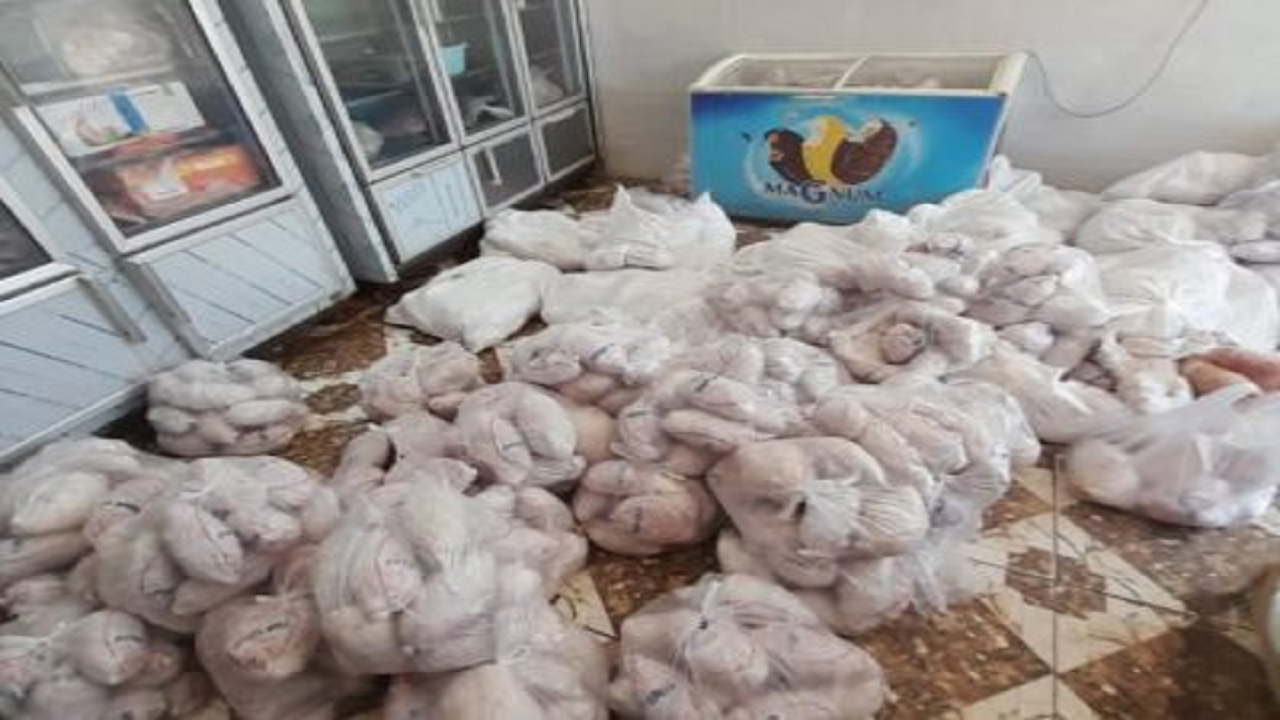 کشف و ضبط محموله مرغ منجمد فاقد مجوز حمل بهداشتی در بافق