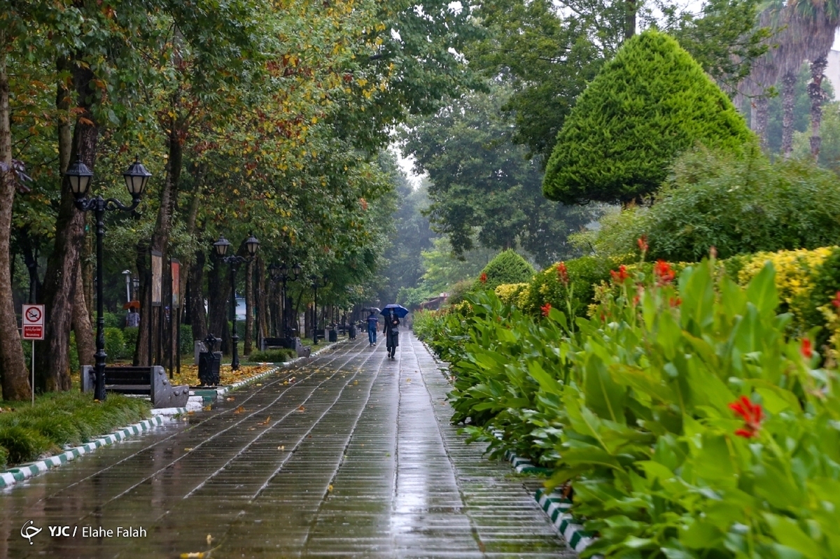 رنگ آمیزی طبیعت پاییزی در شهر باران