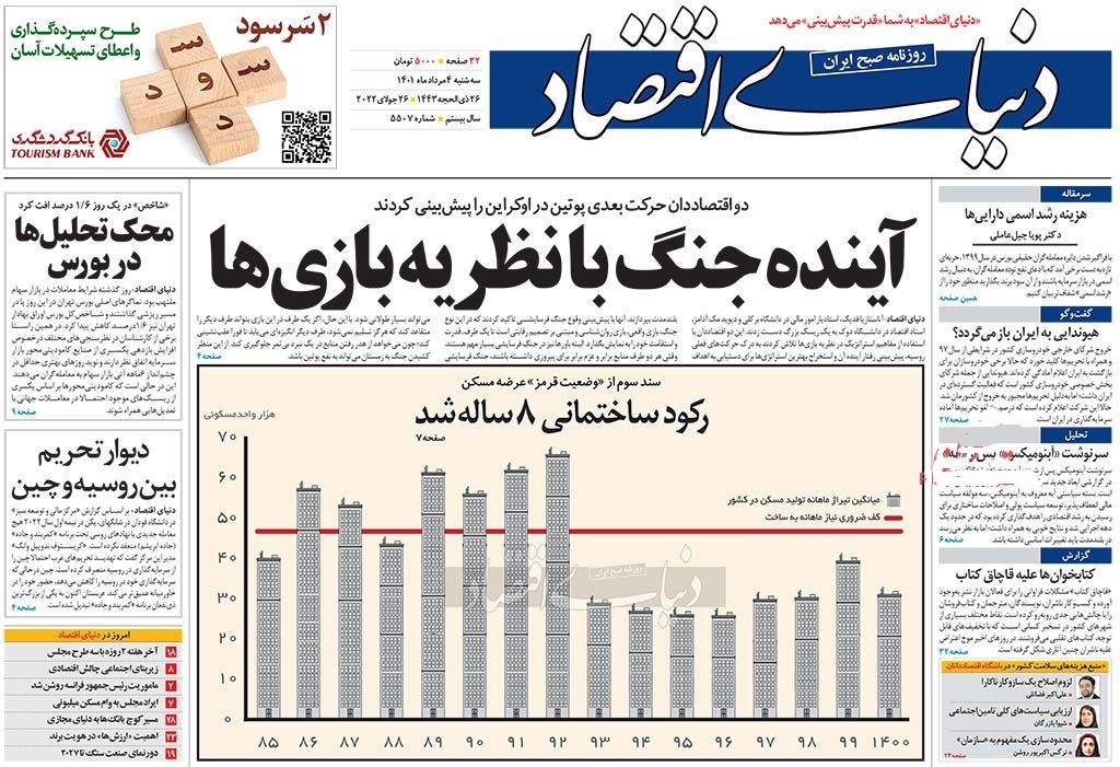 صفحه نخست روزنامهها - سهشنبه ۴ مرداد صفحه نخست روزنامهها - سهشنبه ۴ مرداد