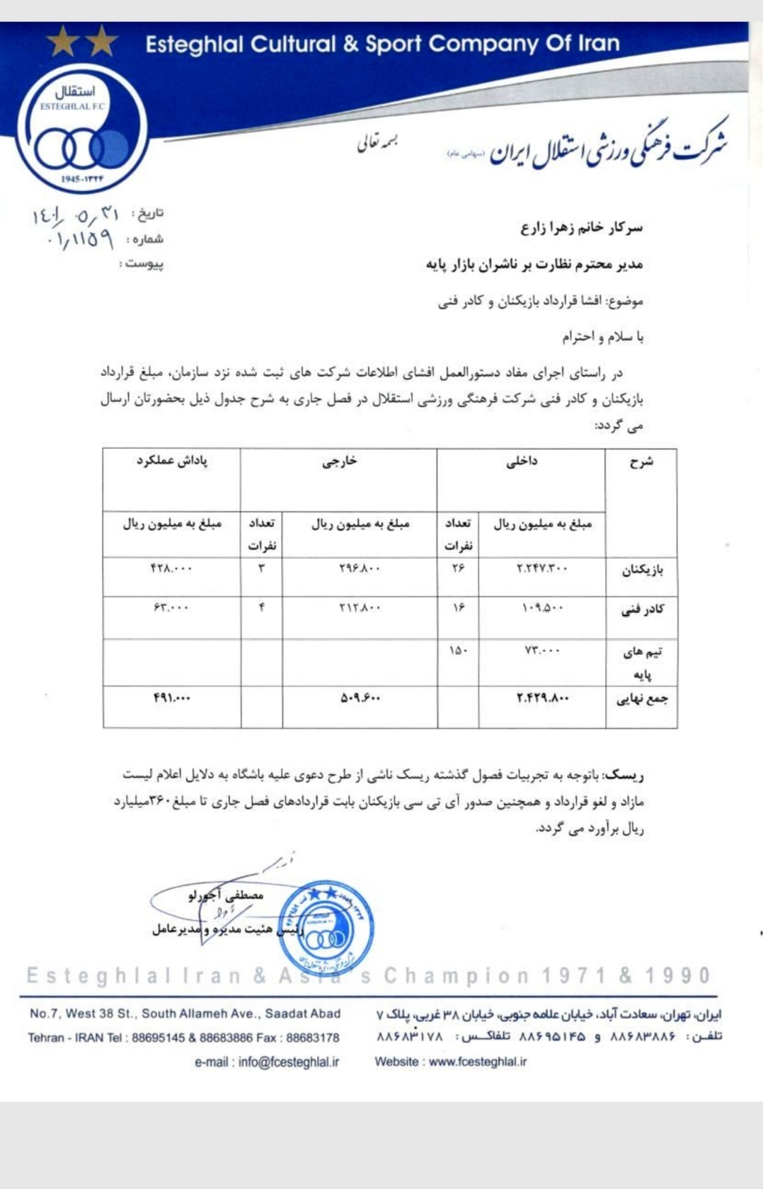 افشای اطلاعات جدید از قراردادهای استقلال