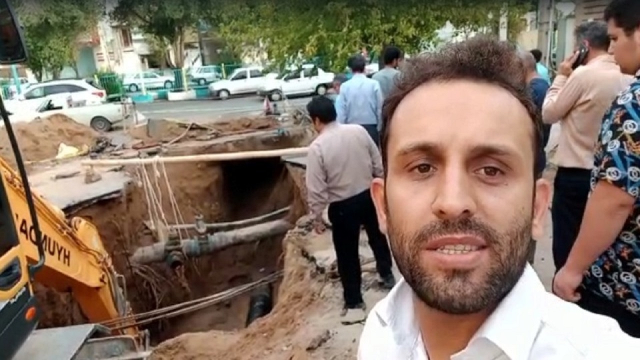 نشست زمین بر اثر وقوع سیل در بلوار شهید پاکنژاد یزد