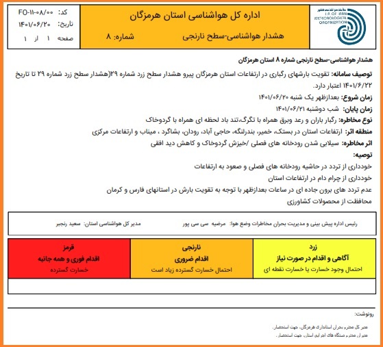 تقویت سامانه مونسون و احتمال جاری شدن سیلاب در هرمزگان