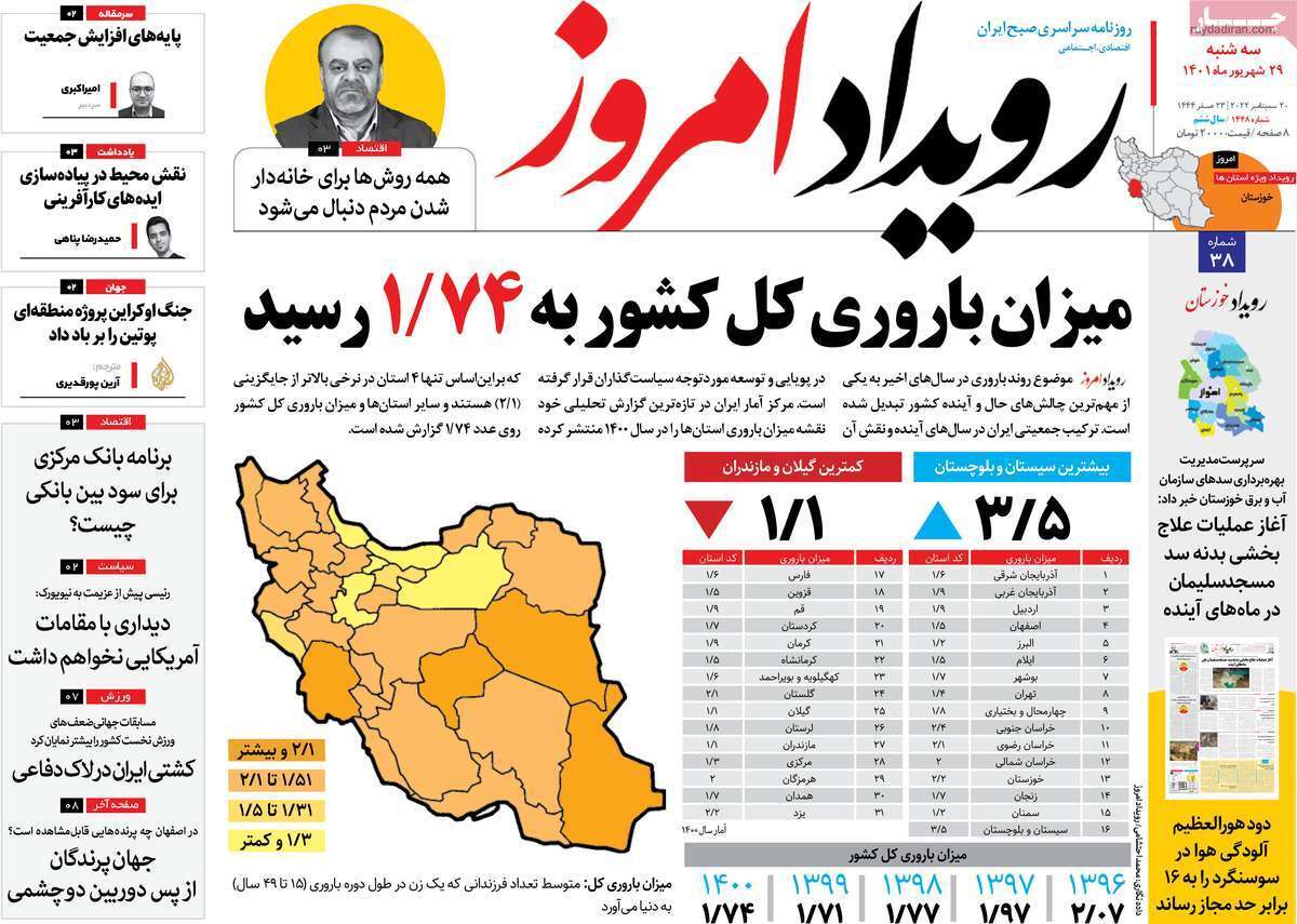 صفحه نخست روزنامه&zwnj;های اصفهان - سه شنبه ۲۹ شهریور