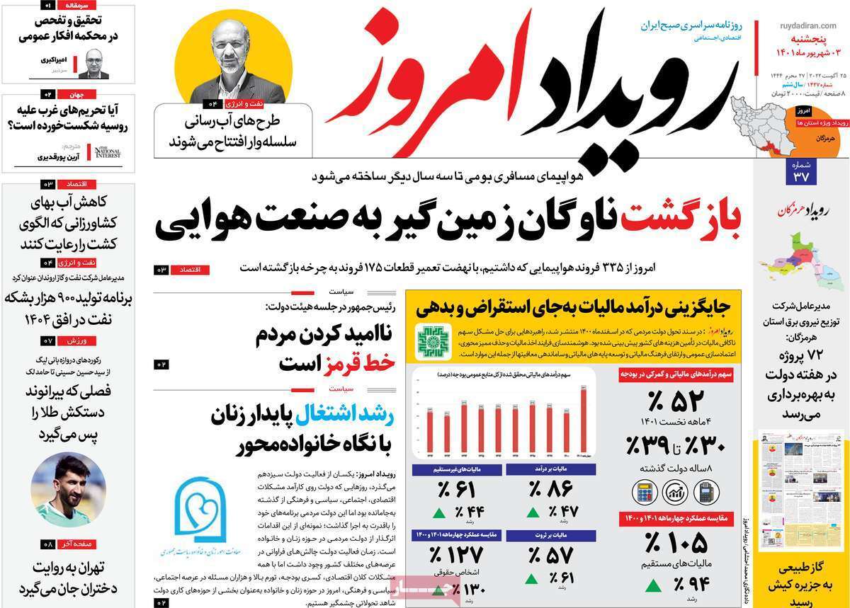 صفحه نخست روزنامه&zwnj;های اصفهان - پنجشنبه ۳ شهریور