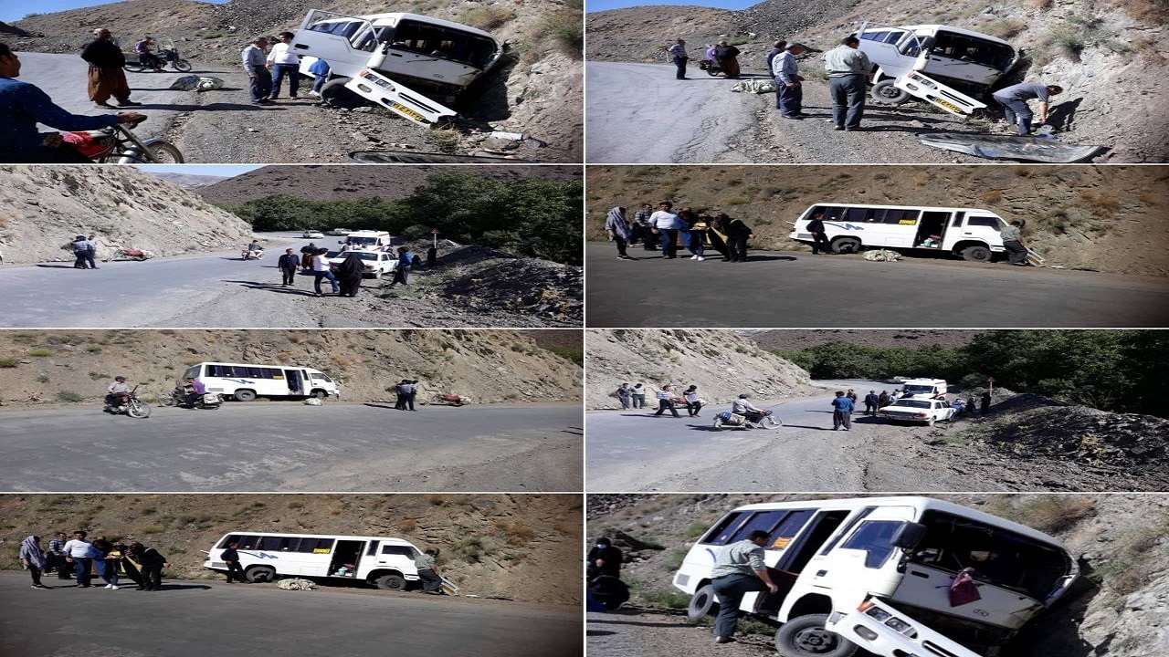 واژگونی یک دستگاه مینی بوس در محور سامان به هوره