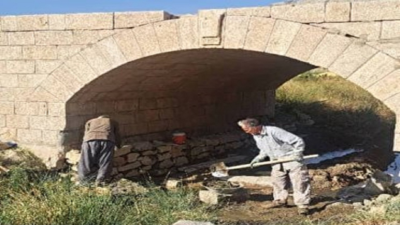 مرمت پل تاریخی آلان علیا در شهرستان کبودراهنگ