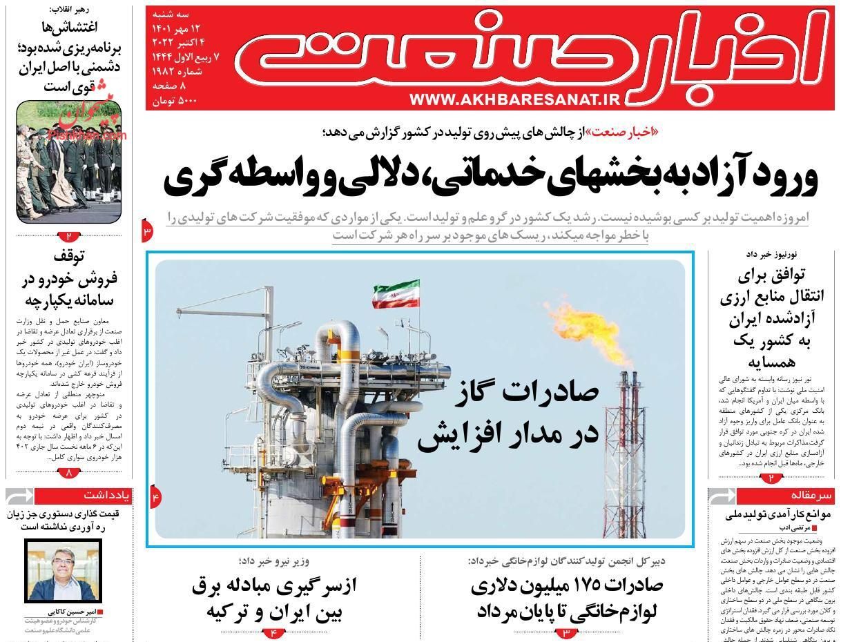 روزنامه اخبار صنعت