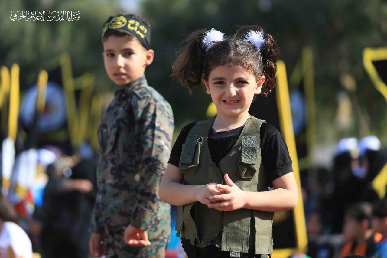 کودکان نیز در گردهمایی بزرگ ۳۵ سالگی جهاد اسلامی فلسطین شرکت داشتند