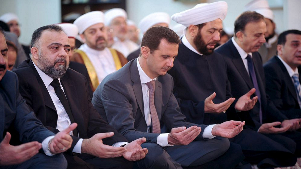 حضور بشار اسد در مراسم جشن میلاد پیامبر (ص) در دمشق + تصاویر