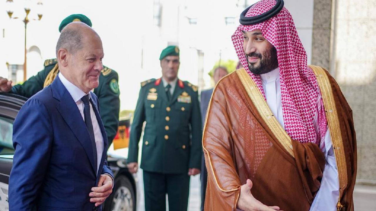 صدراعظم آلمان وارد خاک عربستان شد + تصاویر