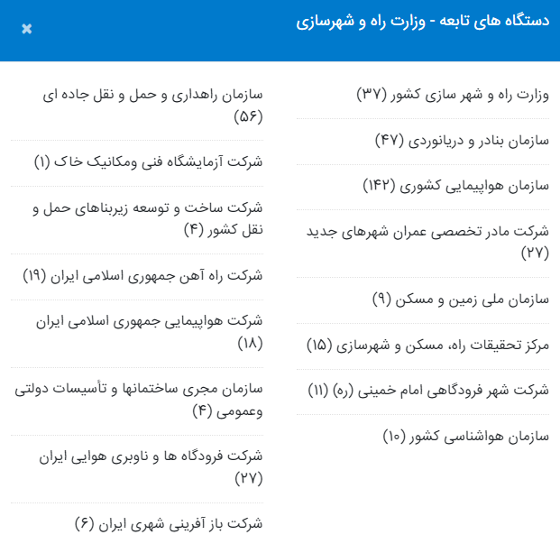 خدمات وزارت راه و شهرسازی