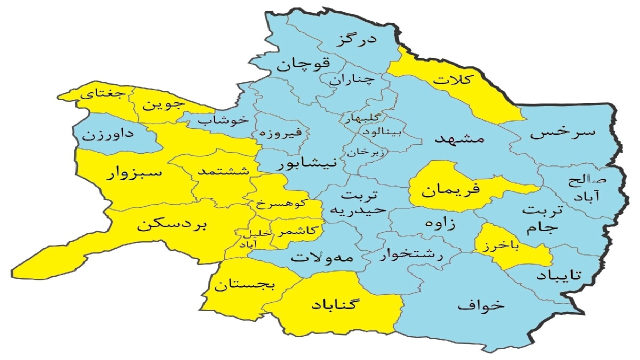 مشهد و ۱۹ شهر دیگر در وضعیت آبی کرونایی قرار گرفت