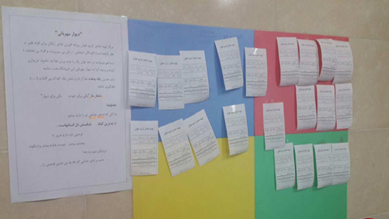 راه اندازی دیوار مهربانی فروشگاهی در مشهد