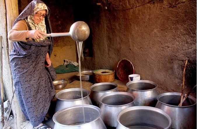 گرمی تنور کارگاه های شیره پزی روستای مانیزان ملایر