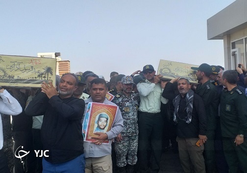 پیکر دو شهید دفاع مقدس وارد هرمزگان شد + فیلم