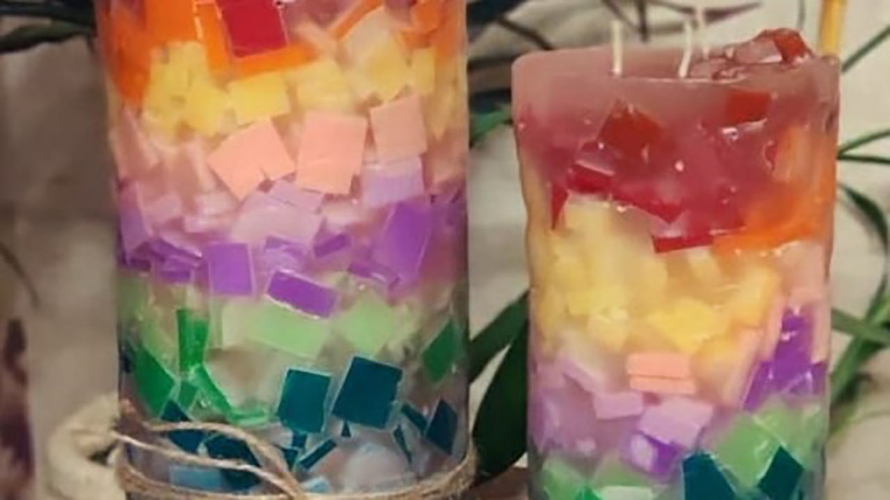 طرز تهیه شمع خرده شیشه + فیلم