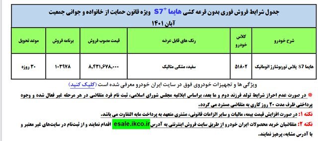 فروش فوقالعاده هایما S۷ بدون قرعهکشی تنها ویژه مادران فروش فوقالعاده هایما S۷ بدون قرعهکشی تنها ویژه مادران