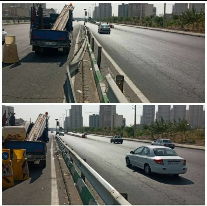 نصب گاردریل‌های جدید در بزرگراه آزادگان/ رفیوژ میانی جهت کاهش تصادفات احداث شد