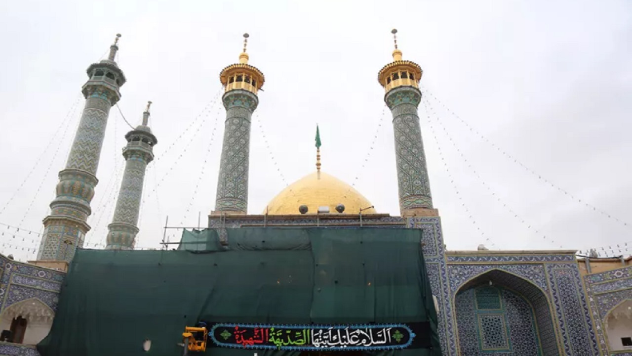 حرم حضرت معصومه(س) سیاهپوش شهادت یاس نبوی +تصاویر