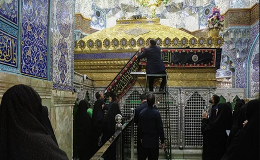 حرم حضرت معصومه(س) سیاهپوش شهادت یاس نبوی +تصاویر