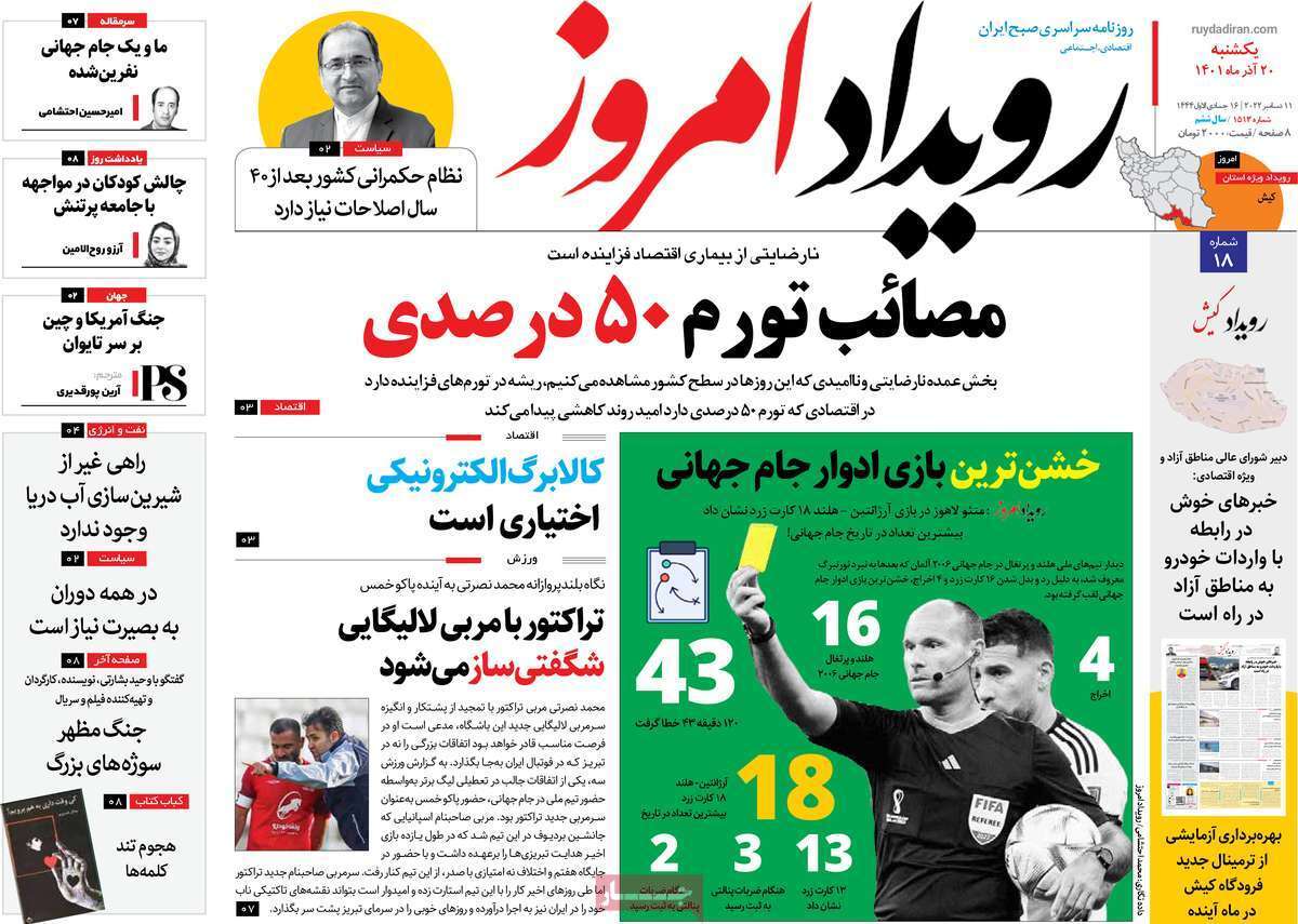 صفحه نخست روزنامه&zwnj;های اصفهان - یکشنبه ۲۰ آذر