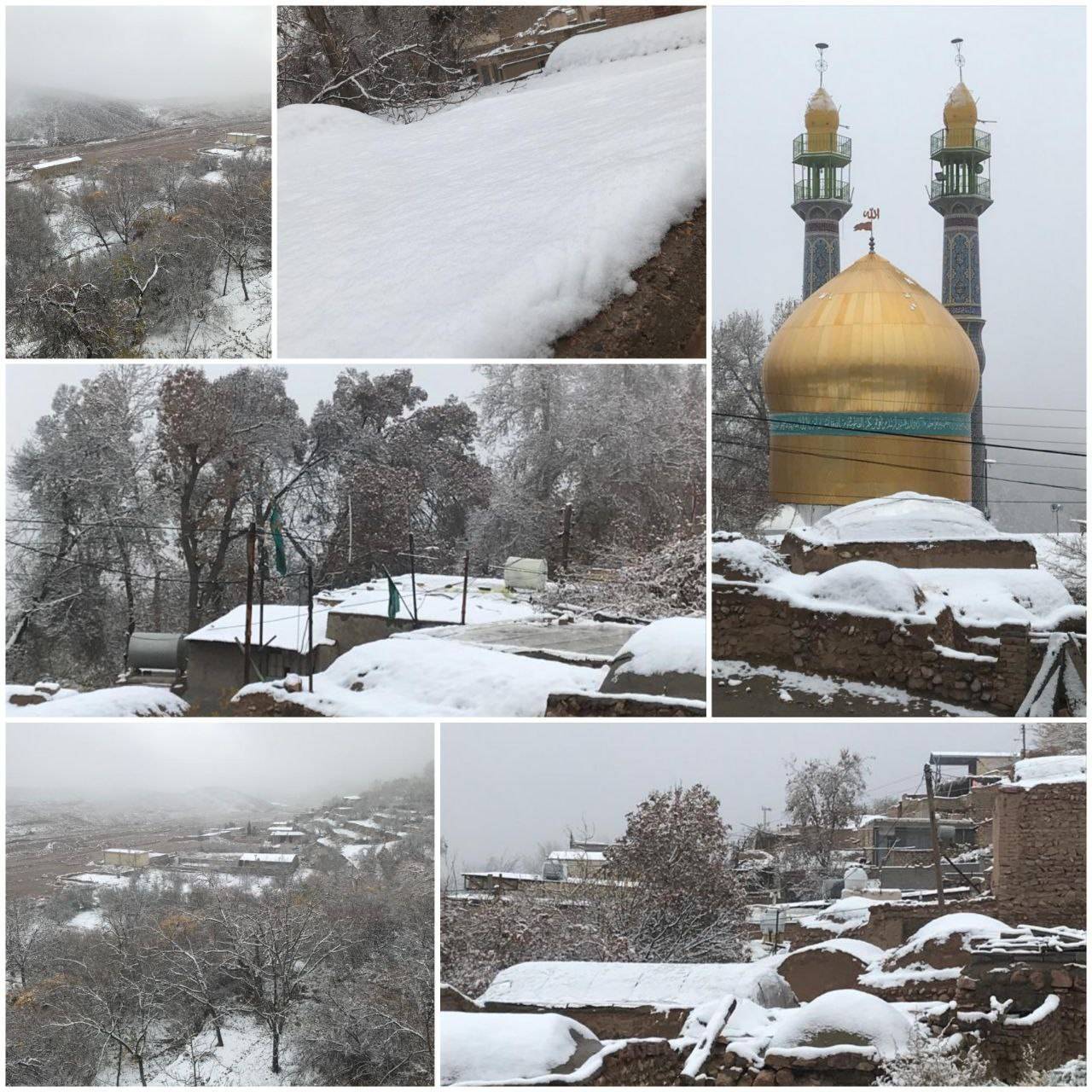 صبح یک روز برفی در روستای دره دُر رفسنجان
