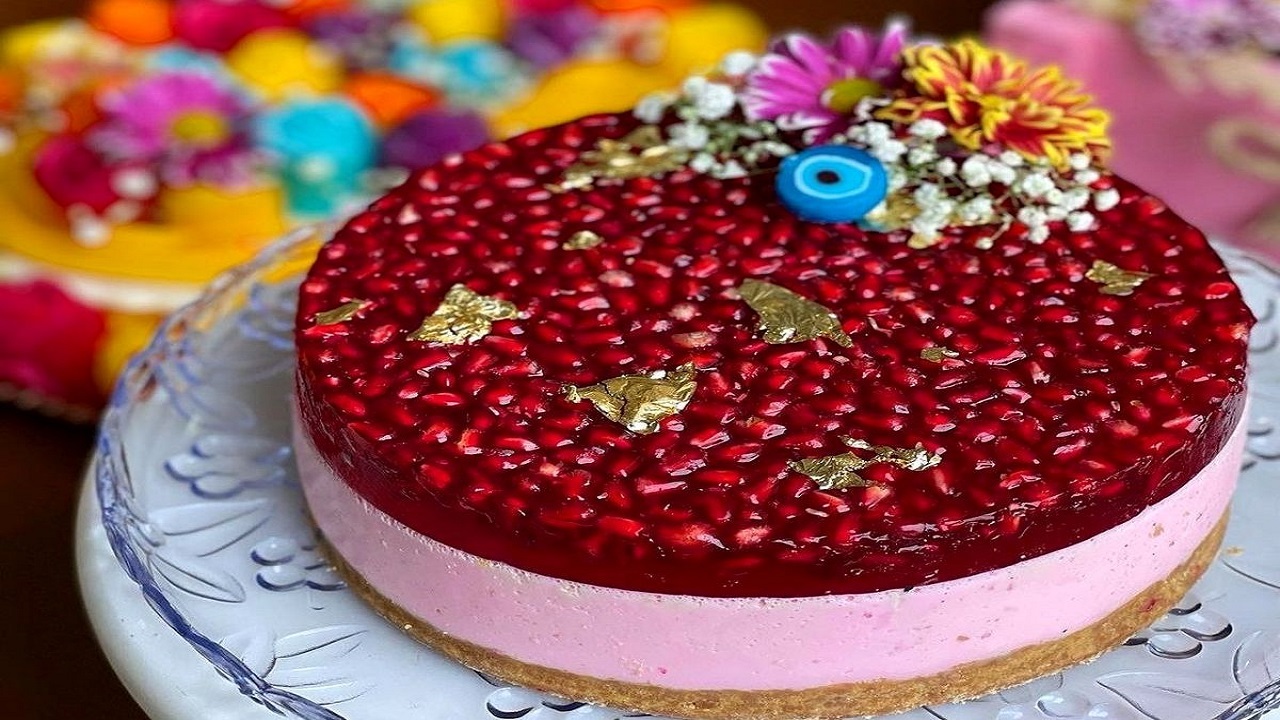 طرز تهیه چیز کیک انار + فیلم