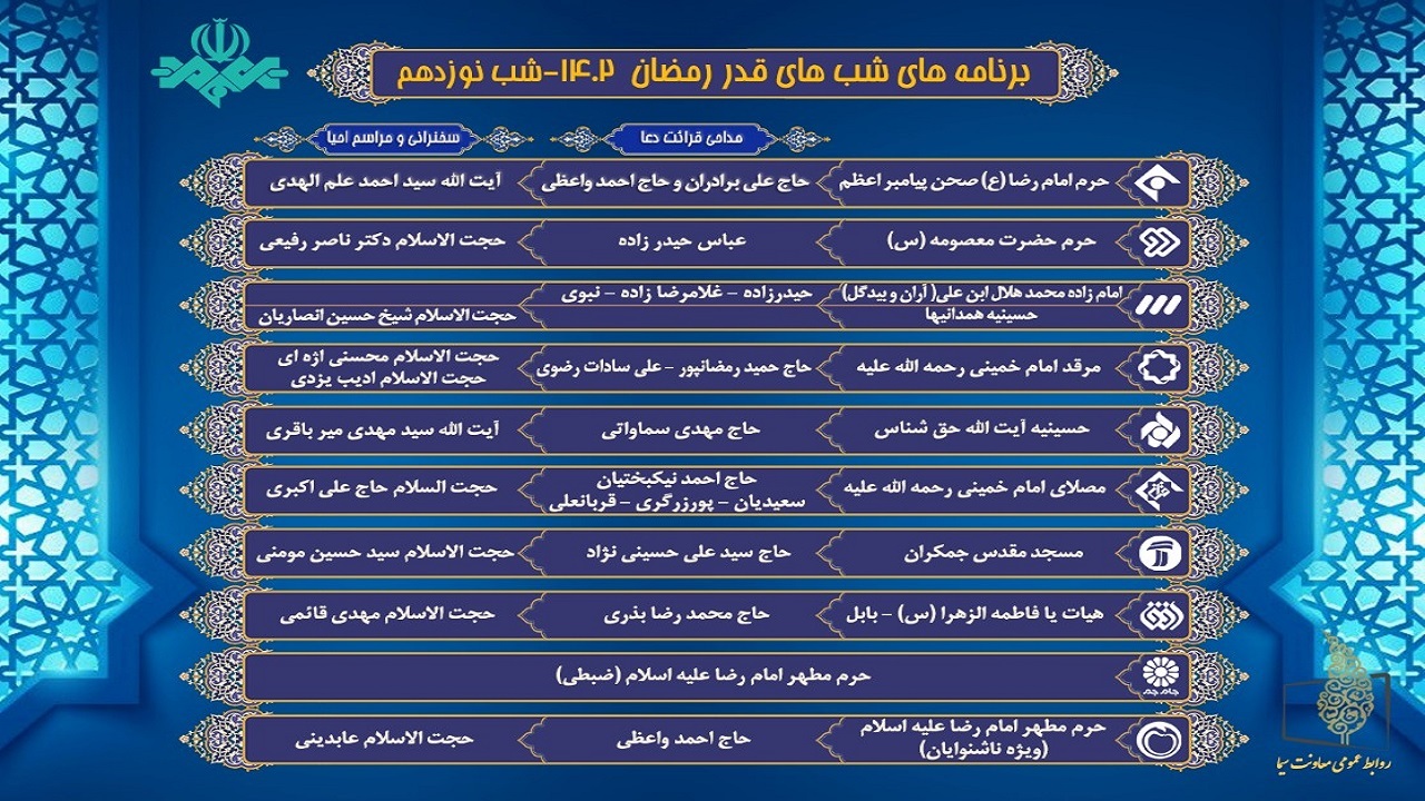 تدارک سیما برای شب‌های قدر
