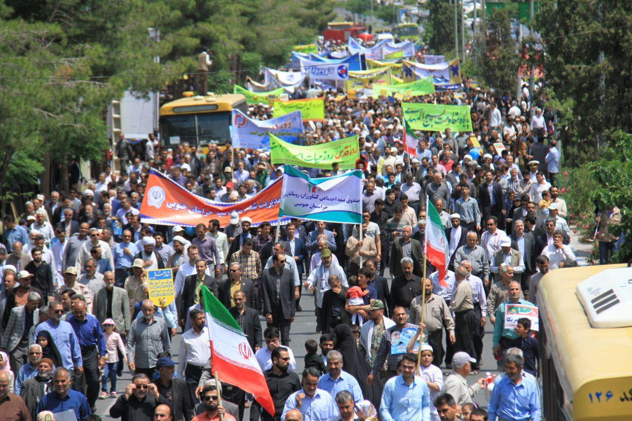 برگزاری راهپیمایی روز جهانی قدس در بیش از ۹۰ نقطه خراسان جنوبی