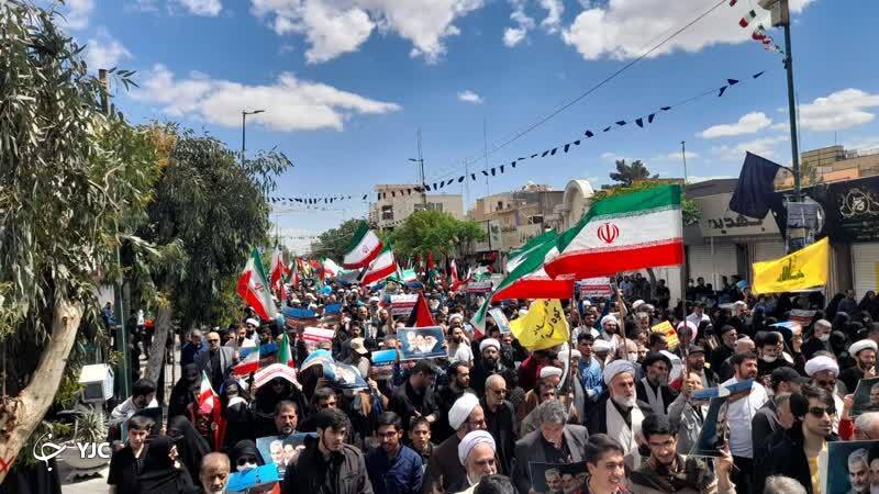 حضور مردم روزه دار قم در راهپیمایی روز قدس +تصاویر