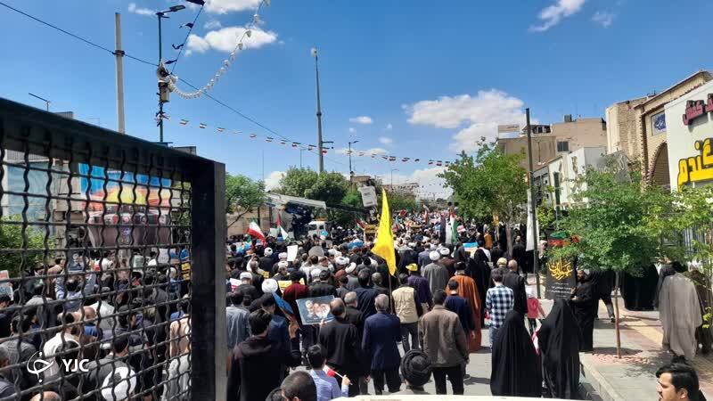حضور مردم روزه دار قم در راهپیمایی روز قدس +تصاویر
