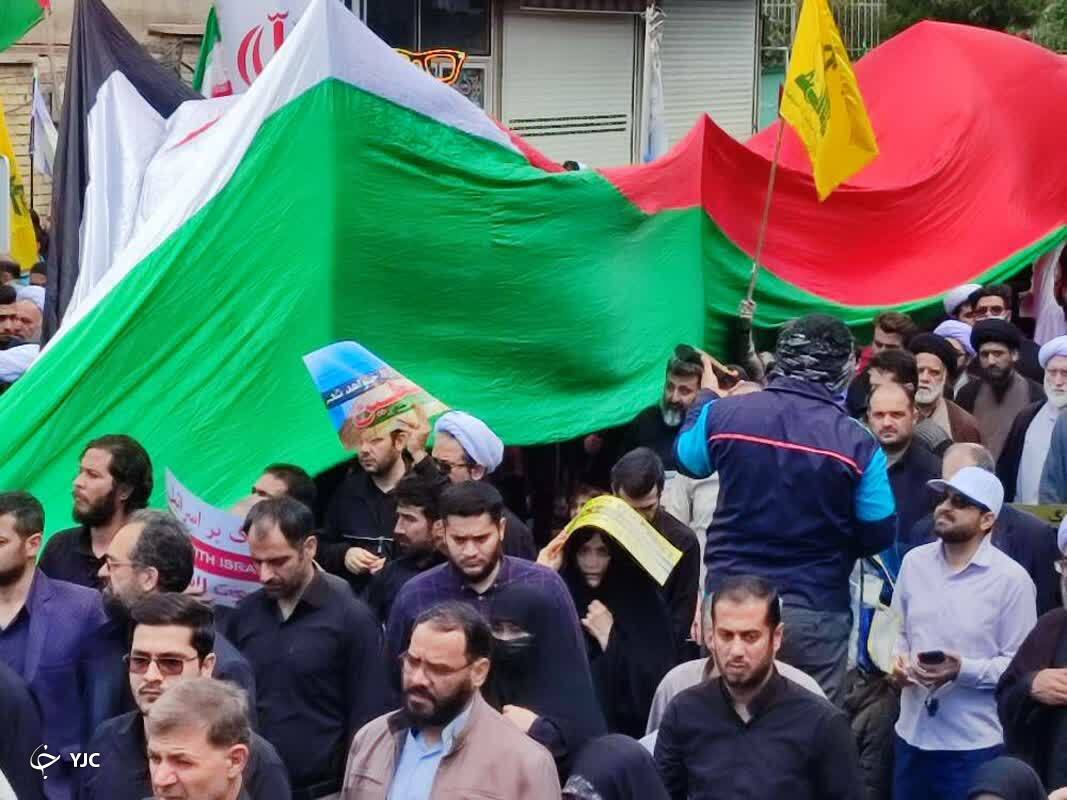 حضور مردم روزه دار قم در راهپیمایی روز قدس +تصاویر