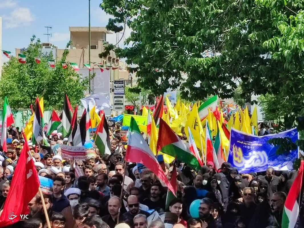حضور مردم روزه دار قم در راهپیمایی روز قدس +تصاویر