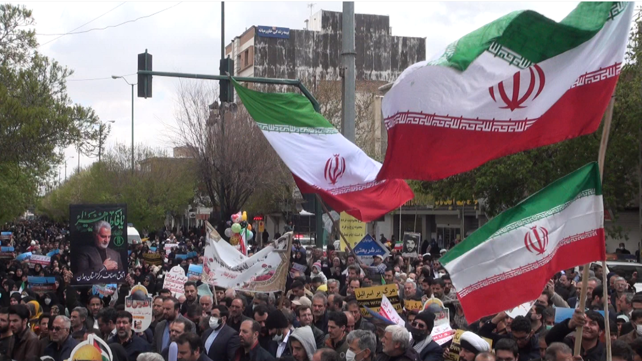مردم همدان ندای آزادی خواهی در حمایت از قیام مردم فلسطین سر دادند+فیلم