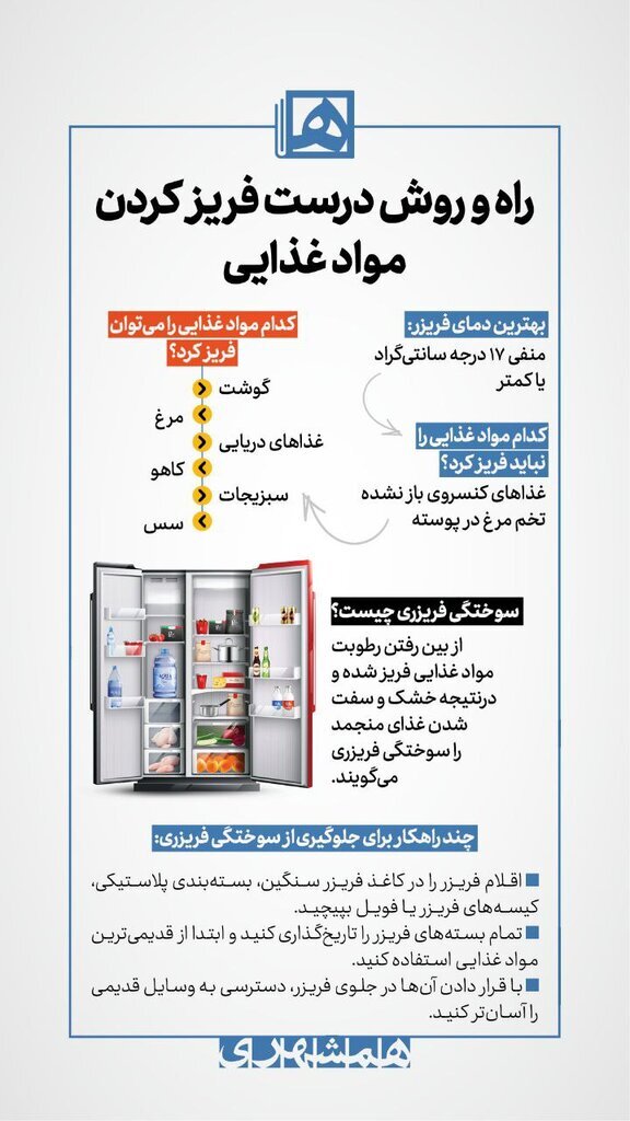 فریز کردن مواد غذایی