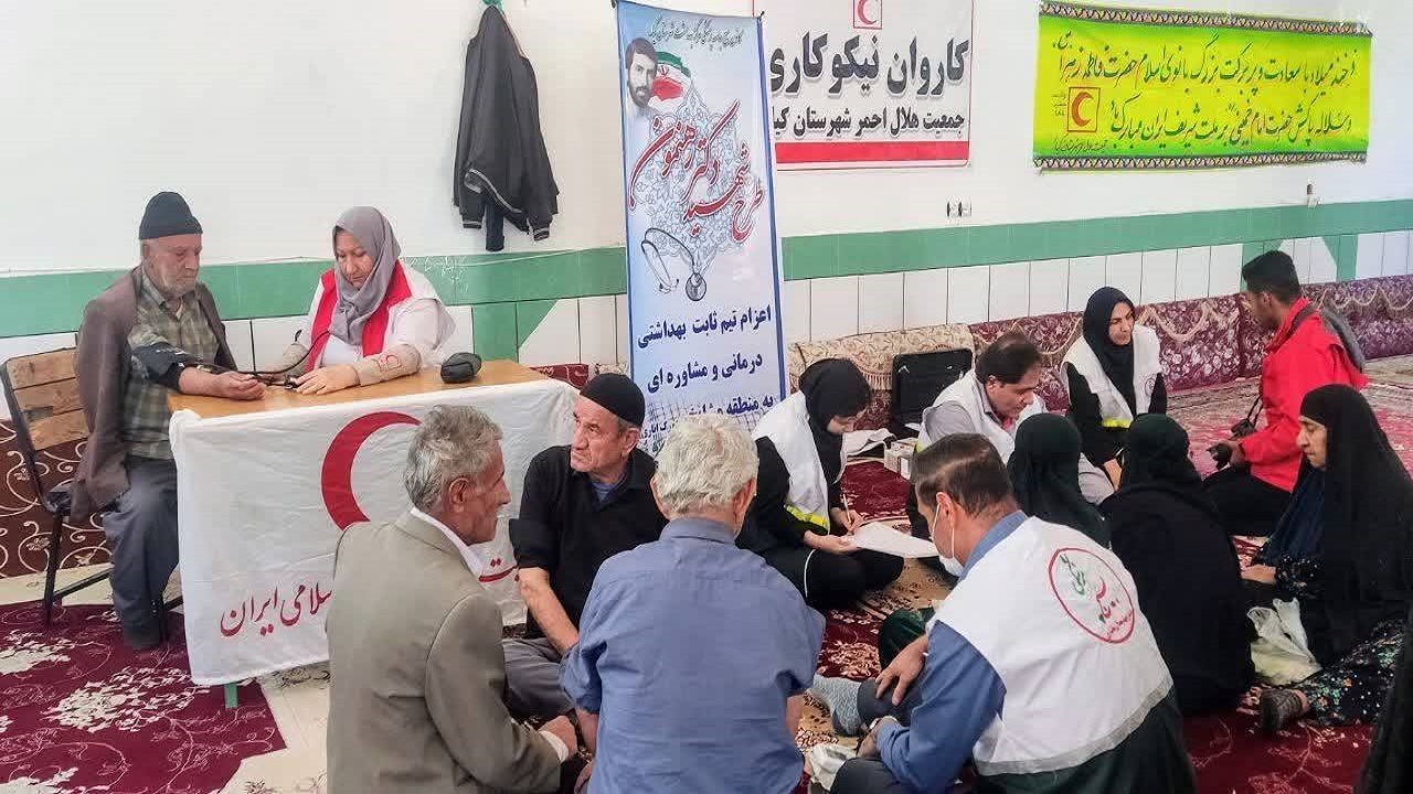 خدمت رسانی کاروان سلامت جمعیت هلال احمر در دهستان مشایخ + تصاویر