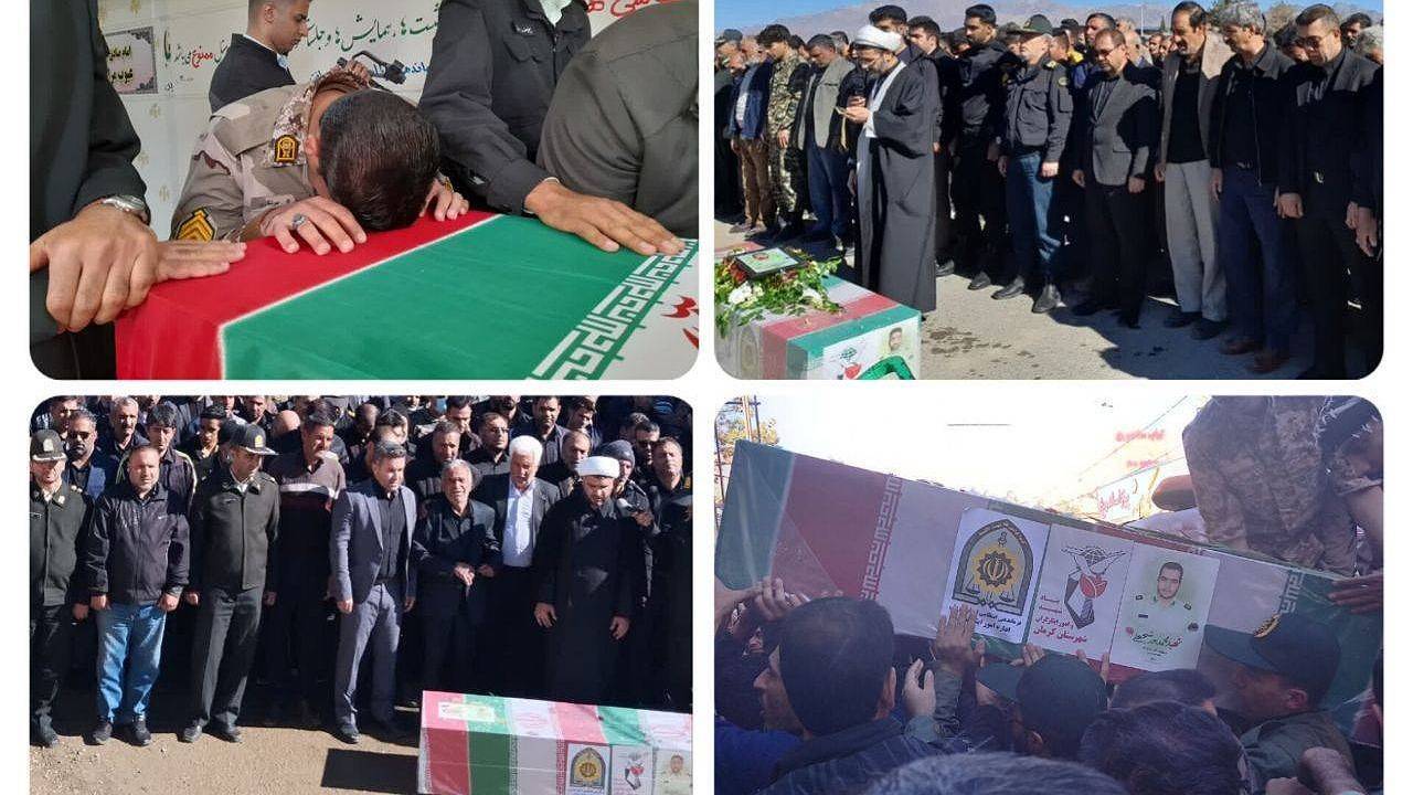خاکسپاری شهدای انتظامی حادثه تروریستی گلزار شهدا در ۳ نقطه کرمان