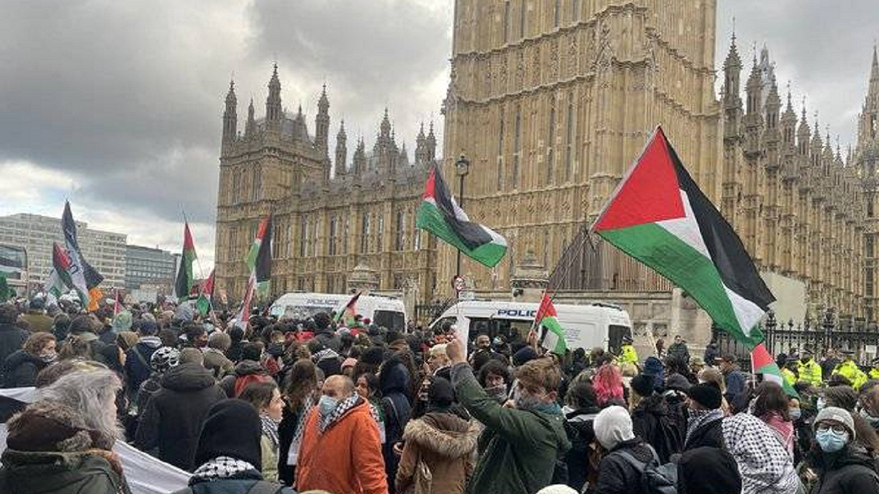 معترضان طرفدار فلسطین در انگلیس به خیابان‌ها آمدند