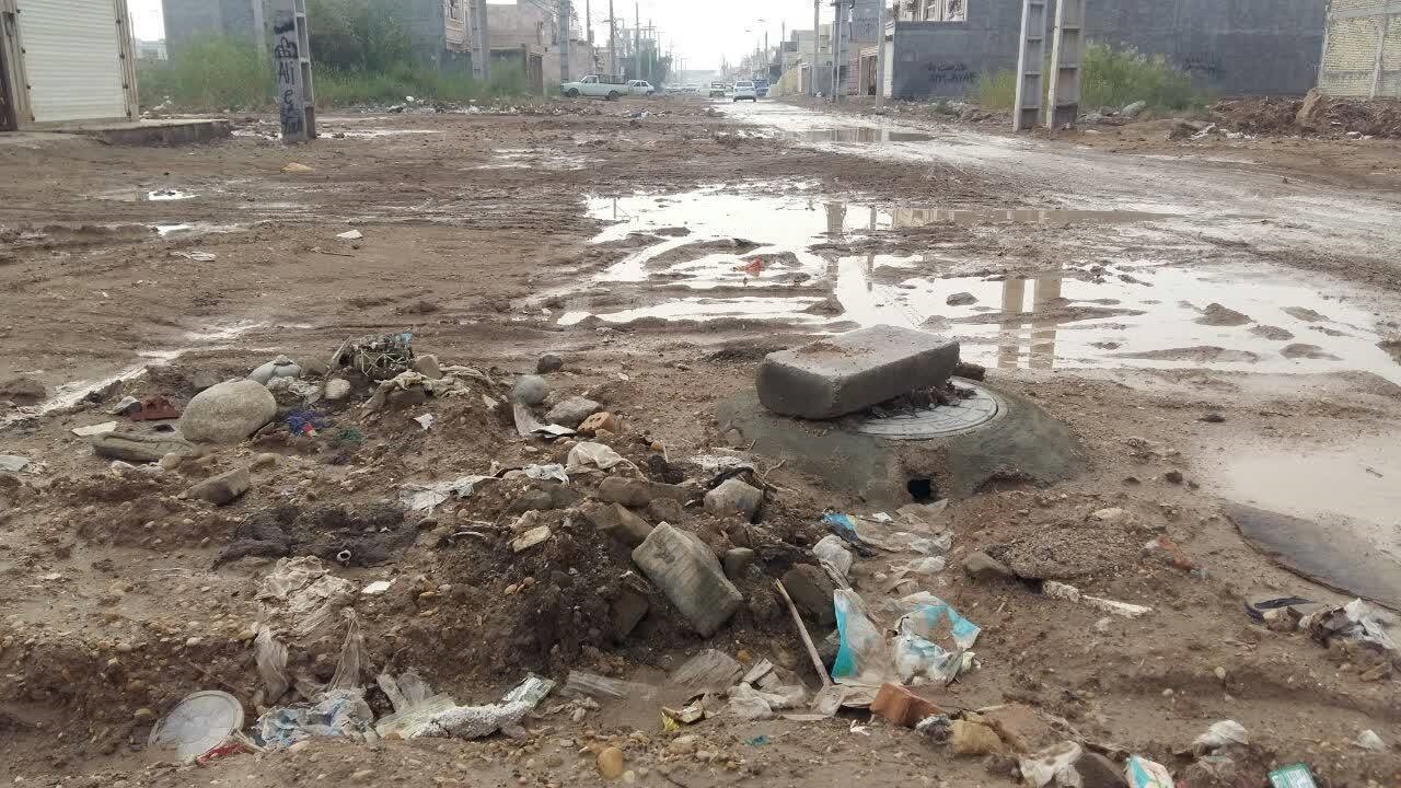 نگاهی به وضعیت معابر محله نورد لوله اهواز پس از بارندگی + فیلم و تصاویر