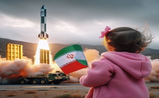 پرتاب موشک و خوشحالی دختر کاپشن صورتی