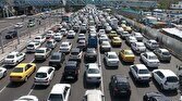 وضعیت ترافیک در آزاد راه کرج - تهران در روز پنجشنبه ۲۸ دی